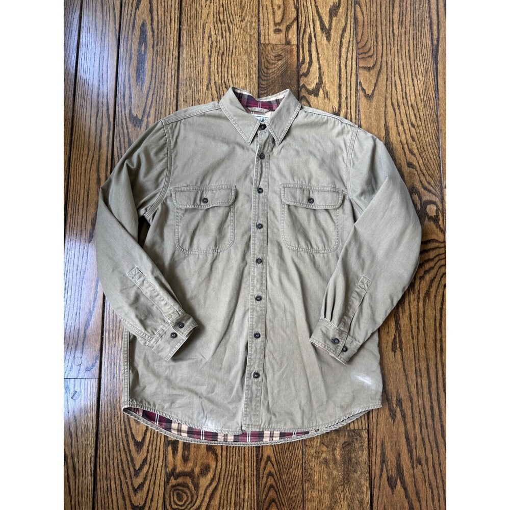Vintage L.L.Bean Rustic Green with Plaid Lining Shirt, Size M